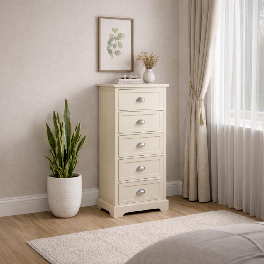 Hawthorne Natural Linen 5 Drawer Tall Chest